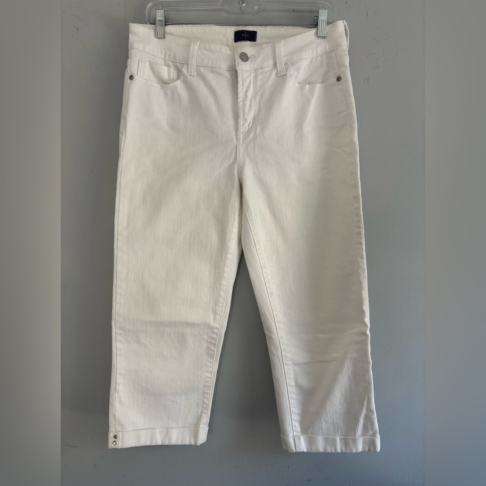 NYDJ White Crop Jeans Cool Embrace Denim Size 8 High Rise Cuffed